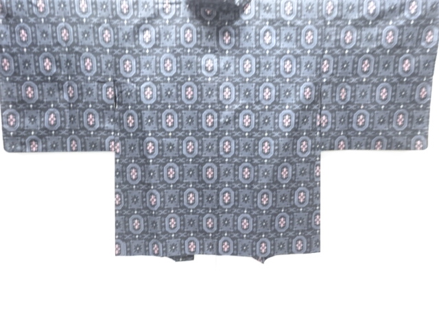 格子に花模様織り出し本場村山大島紬羽織